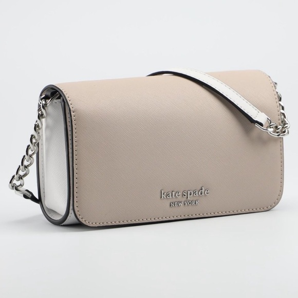 KATE SPADE - Cameron Small Flap Crossbody White/Beige - Picture 1 of 12